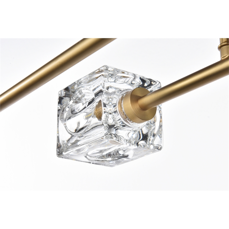 Maklaine 8-Light Metal & Glass Flush Mount in Satin Gold/Clear