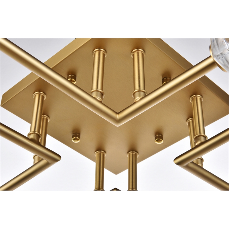 Maklaine 8-Light Metal & Glass Flush Mount in Satin Gold/Clear