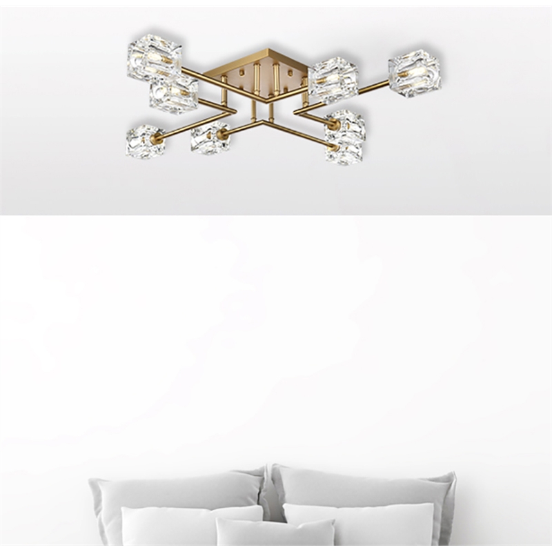 Maklaine 8-Light Metal & Glass Flush Mount in Satin Gold/Clear