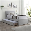 Maklaine Contemporary Grey Linen Textured Fabric Twin Trundle Bed