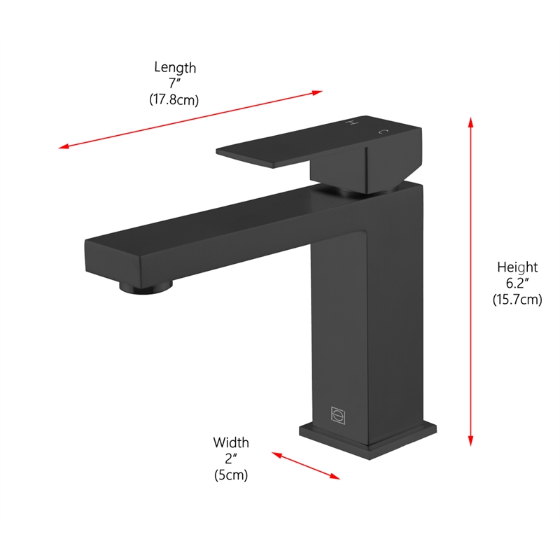 Maklaine Contemporary Stainless Steel Bathroom Faucet in Black