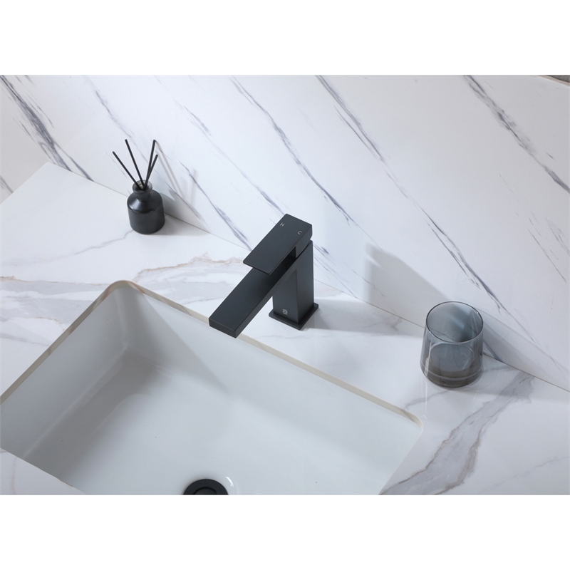 Maklaine Contemporary Stainless Steel Bathroom Faucet in Black