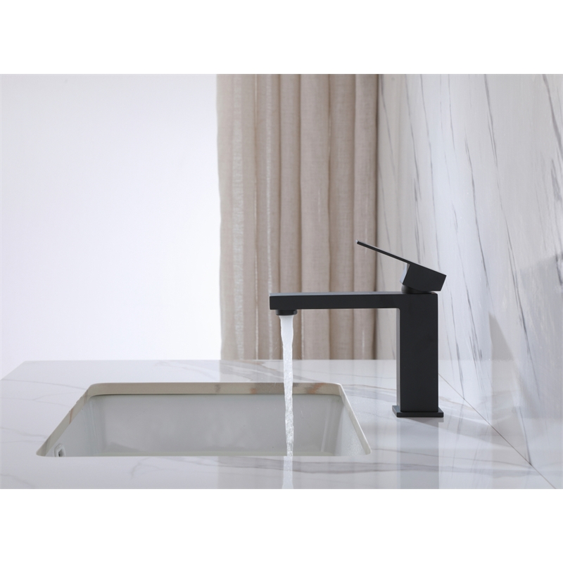 Maklaine Contemporary Stainless Steel Bathroom Faucet in Black