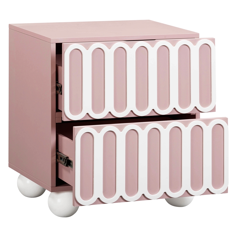 Maklaine Modern / Contemporary Wood Nightstand in Mauve Finish