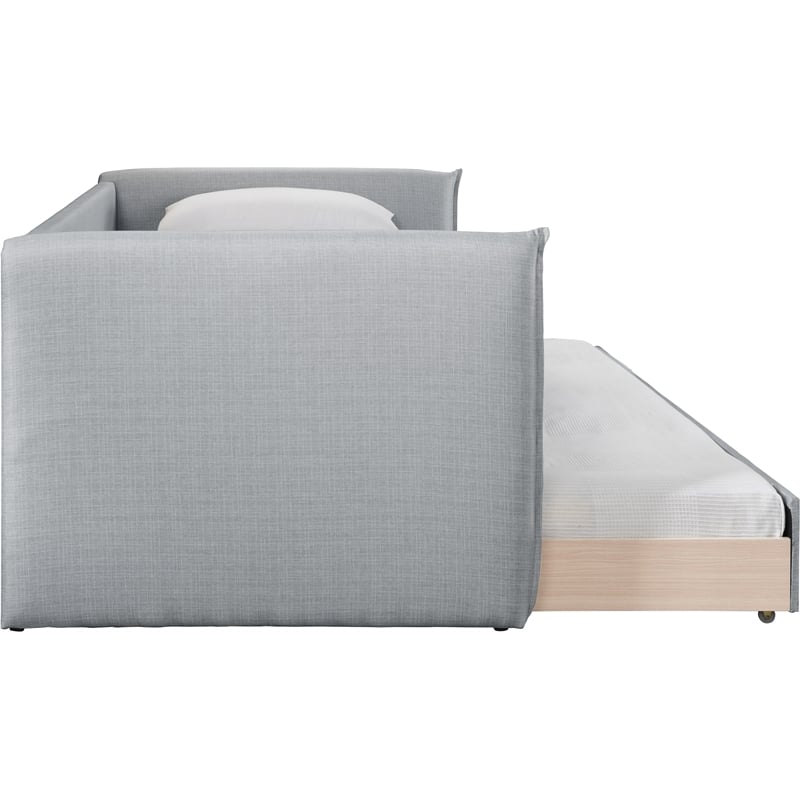Maklaine Contemporary Grey Linen Textured Fabric Twin Daybed