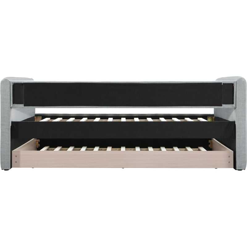 Maklaine Contemporary Grey Linen Textured Fabric Twin Daybed