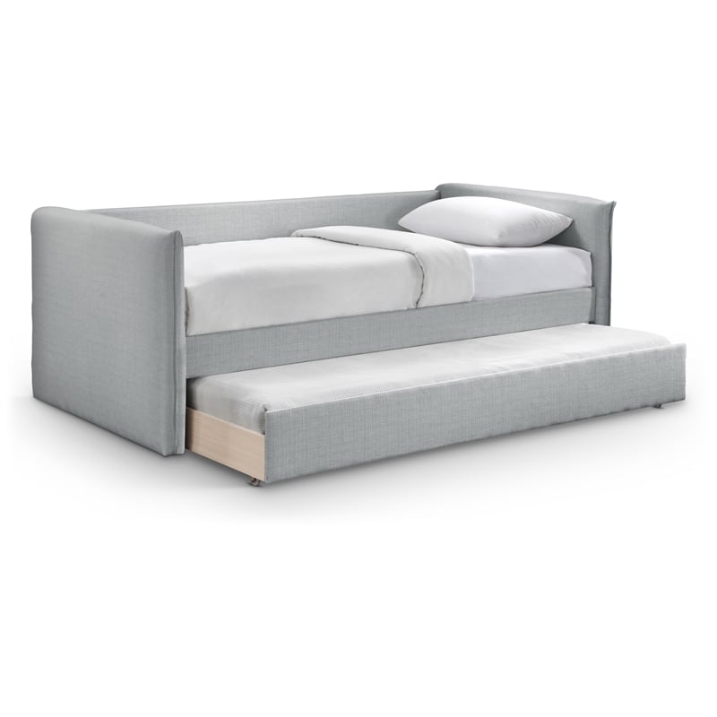 Maklaine Contemporary Grey Linen Textured Fabric Twin Daybed