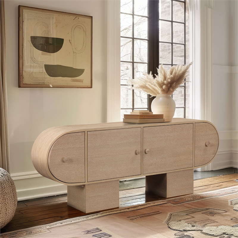 Maklaine Modern / Contemporary Natural Wood Sideboard/Buffet
