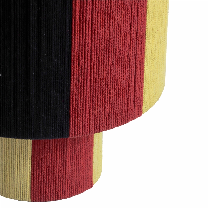 Maklaine Contemporary Red and Yellow Striped Cotton Table Lamp
