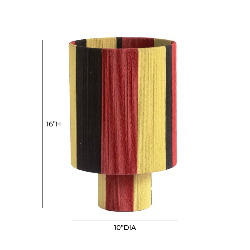 Maklaine Contemporary Red and Yellow Striped Cotton Table Lamp