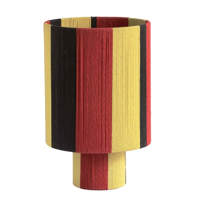 Maklaine Contemporary Red and Yellow Striped Cotton Table Lamp