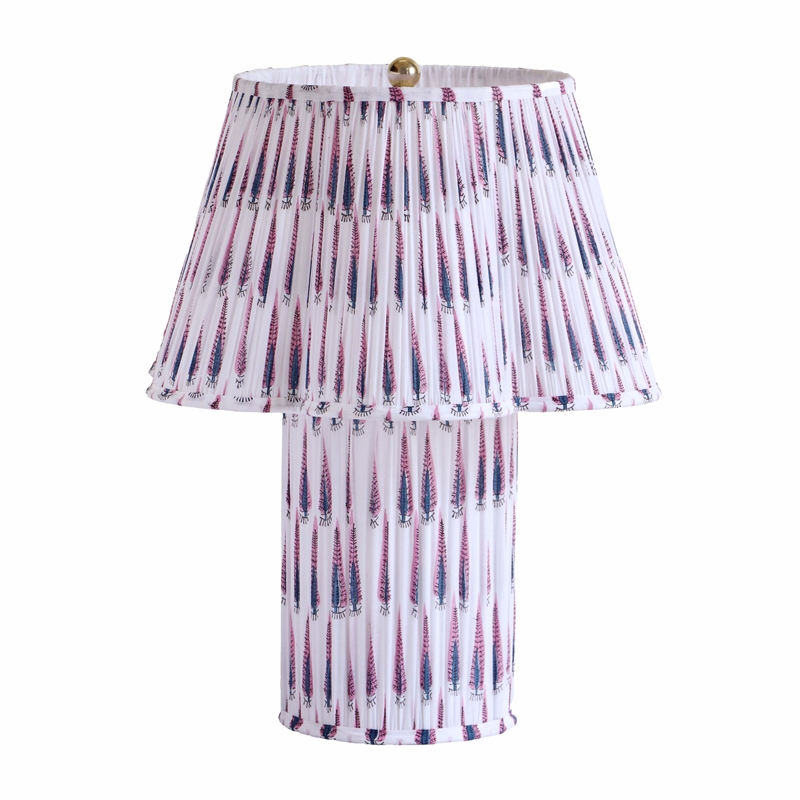 Maklaine Transitional Purple and White Streaked Cotton Table Lamp