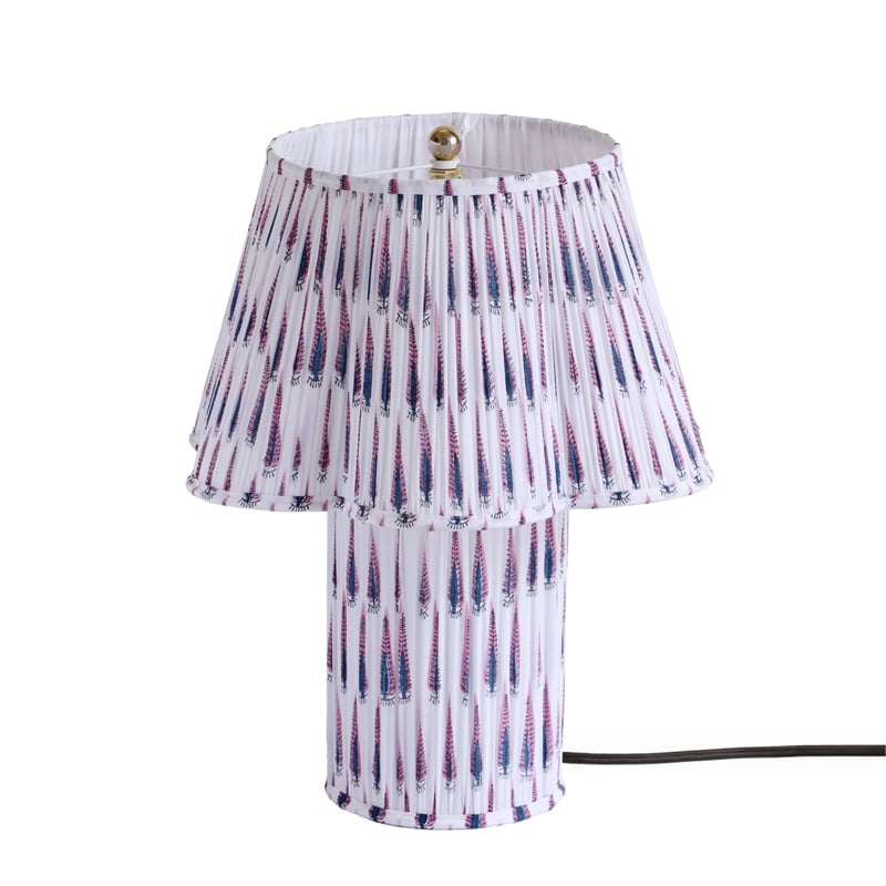 Maklaine Transitional Purple and White Streaked Cotton Table Lamp