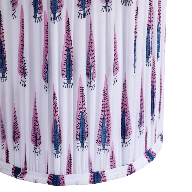 Maklaine Transitional Purple and White Streaked Cotton Table Lamp