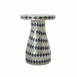 Maklaine Transitional Cream & Blue Checkered Shell Side Table
