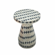 Maklaine Transitional Cream & Blue Checkered Shell Side Table