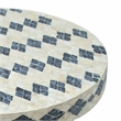 Maklaine Transitional Cream & Blue Checkered Shell Side Table