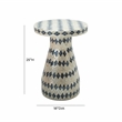 Maklaine Transitional Cream & Blue Checkered Shell Side Table