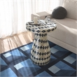Maklaine Transitional Cream & Blue Checkered Shell Side Table