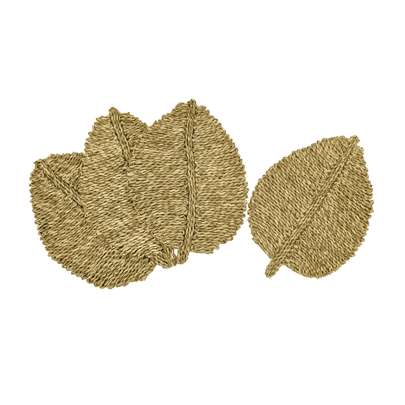 Maklaine Transitional Leaf Natural Seagrass Placemat - Set of 4