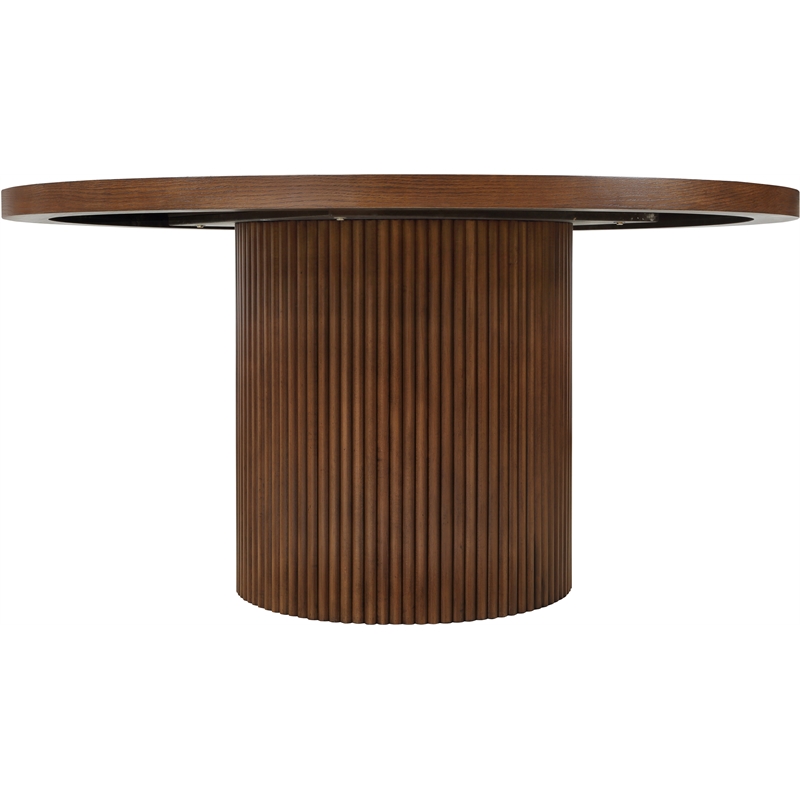 Maklaine Contemporary Brown Beech Wood and Veneer Dining Table