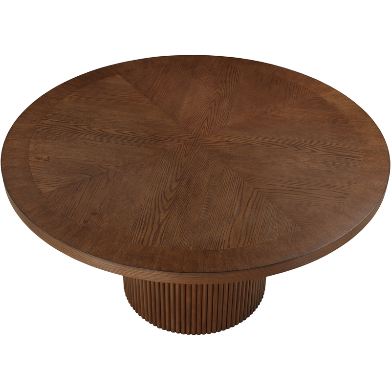 Maklaine Contemporary Brown Beech Wood and Veneer Dining Table