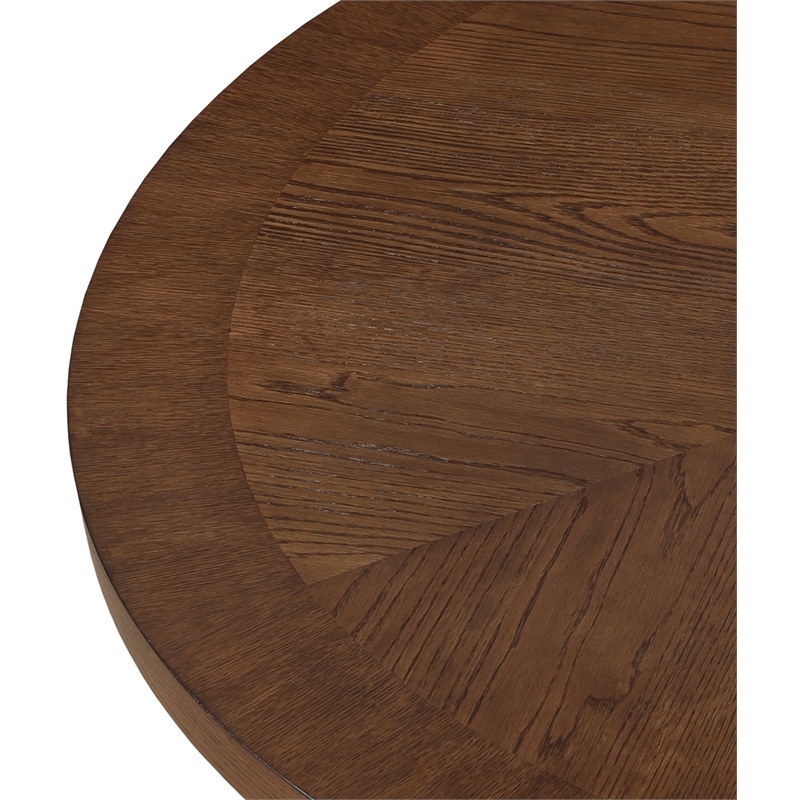 Maklaine Contemporary Brown Beech Wood and Veneer Dining Table
