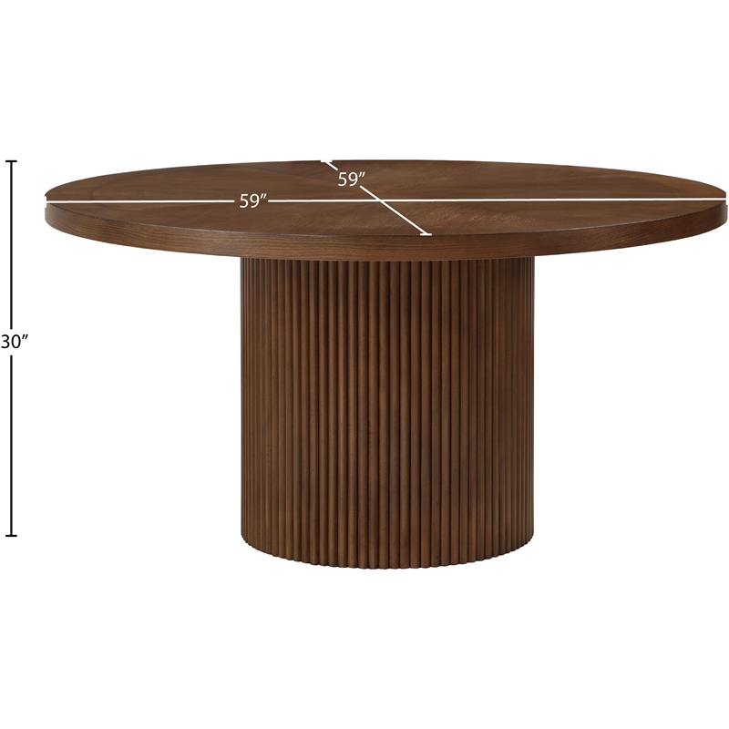 Maklaine Contemporary Brown Beech Wood and Veneer Dining Table
