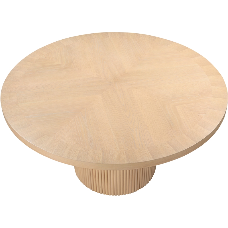 Maklaine Contemporary Natural Beech Wood and Veneer Dining Table