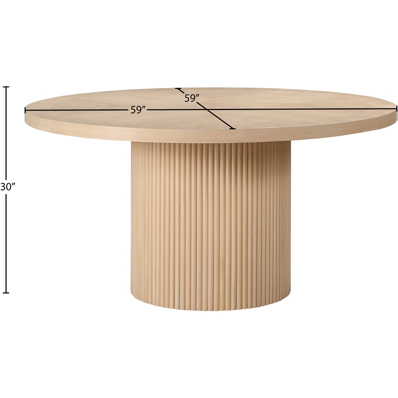 Maklaine Contemporary Natural Beech Wood and Veneer Dining Table