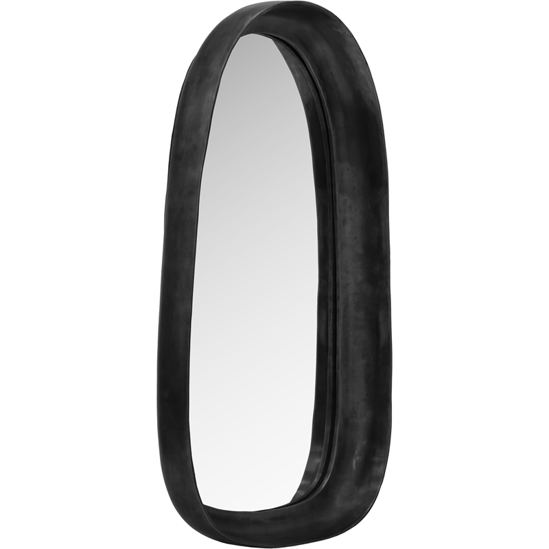 Maklaine Contemporary Aluminum Metal Frame Glass Black Mirror