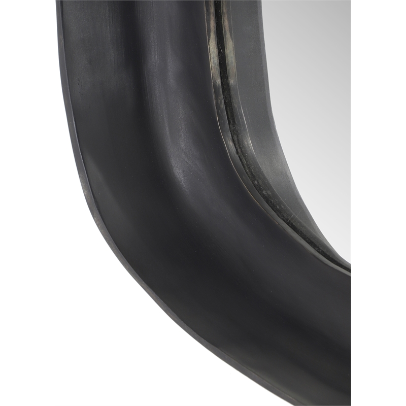 Maklaine Contemporary Aluminum Metal Frame Glass Black Mirror