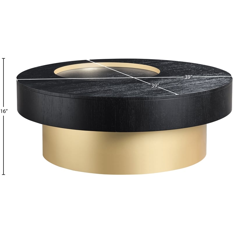 Maklaine Modern / Contemporary Rich Black Finish Coffee Table