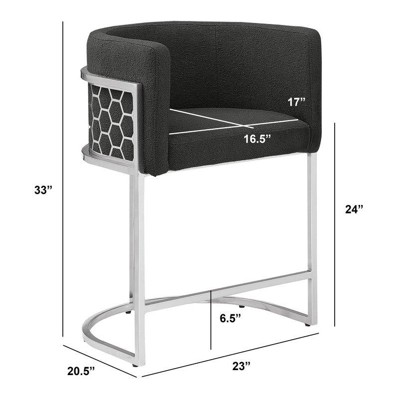 Maklaine Set of 2 Counterheight Chairs in Black Teddy Fabric