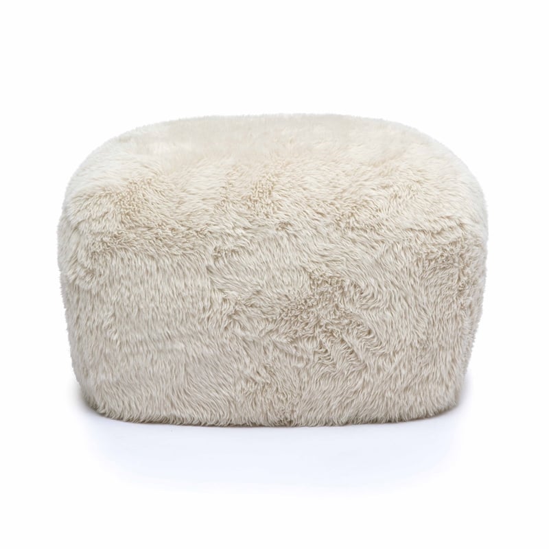 Maklaine Modern / Contemporary Natural Vegan Shearling Ottoman