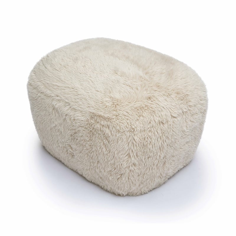 Maklaine Modern / Contemporary Natural Vegan Shearling Ottoman