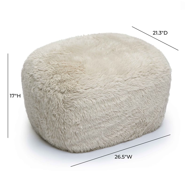 Maklaine Modern / Contemporary Natural Vegan Shearling Ottoman