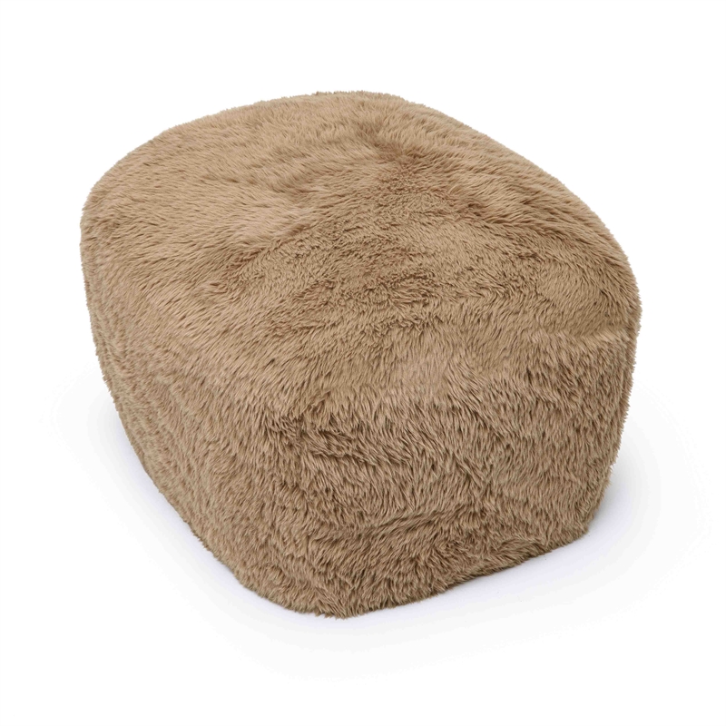 Maklaine Modern / Contemporary Dark Taupe Vegan Shearling Ottoman
