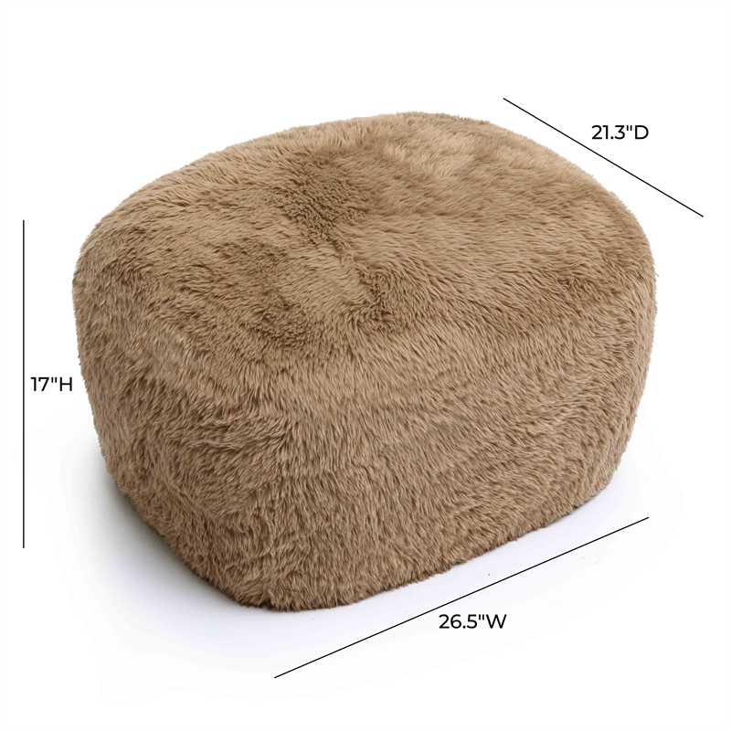 Maklaine Modern / Contemporary Dark Taupe Vegan Shearling Ottoman