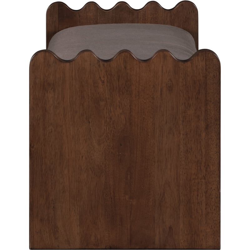 Maklaine Modern / Contemporary Brown Velour Fur Fabric Bench