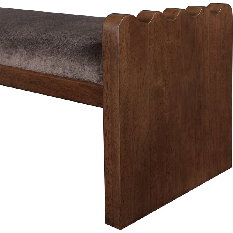 Maklaine Modern / Contemporary Brown Velour Fur Fabric Bench