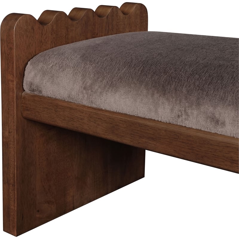 Maklaine Modern / Contemporary Brown Velour Fur Fabric Bench