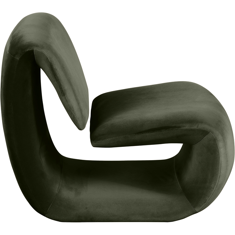 Maklaine Modern / Contemporary Green Finish Velvet Accent Chair