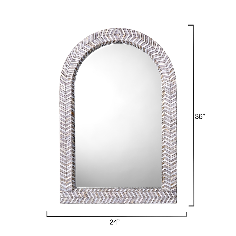 Maklaine Contemporary Coastal Mother of Pearl Arch Wall Mirror