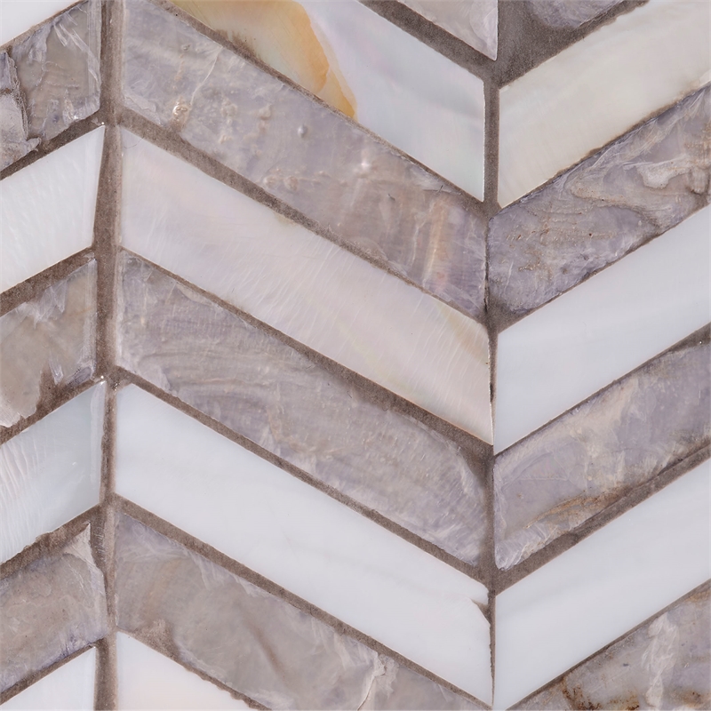 Maklaine Contemporary Coastal Mother of Pearl Arch Wall Mirror