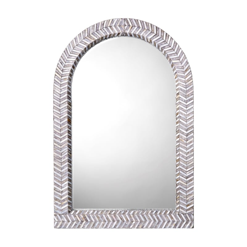 Maklaine Contemporary Coastal Mother of Pearl Arch Wall Mirror