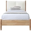 Maklaine Mid-Century Soft Cream Finish Polyester Fabric Twin Bed