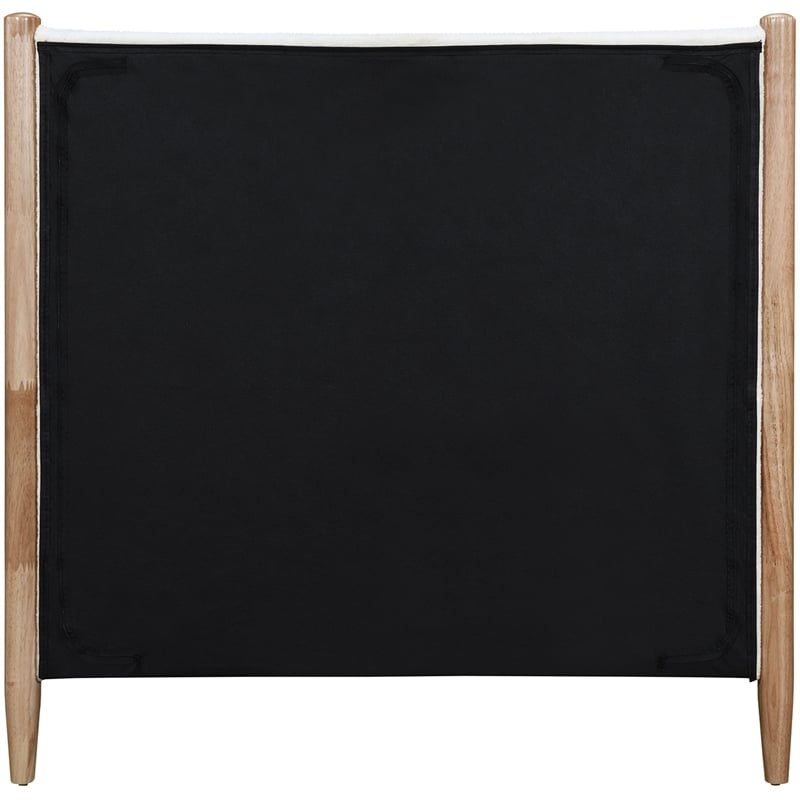 Maklaine Mid-Century Soft Cream Finish Polyester Fabric Twin Bed