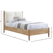 Maklaine Mid-Century Soft Cream Finish Polyester Fabric Twin Bed