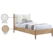 Maklaine Mid-Century Soft Cream Finish Polyester Fabric Twin Bed